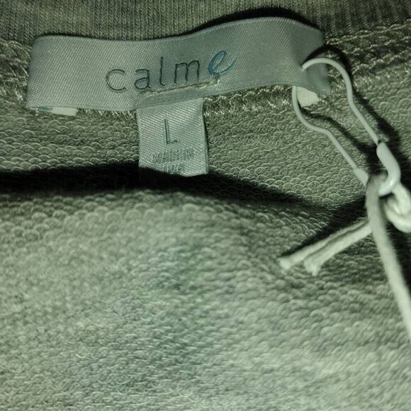 Calme Raglan Cropped Gray Short Sleeve Tencel Sweatshirt L - Picture 4 of 5